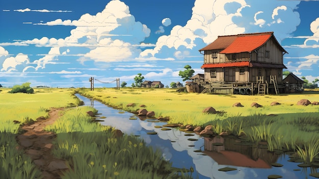 Premium AI Image | Anime Landscape in Studio Ghibli Style