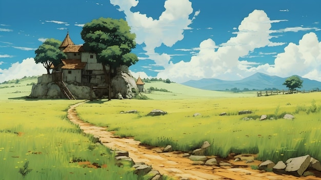 Anime Landscape in Studio Ghibli Style