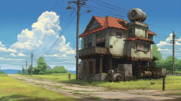 Anime landschap in Studio Ghibli stijl