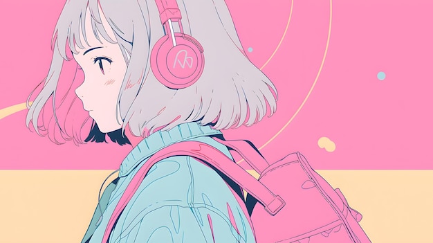 Anime meisje 90's vibes illustratie