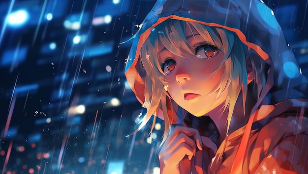 Anime meisje in de regen wallpapers