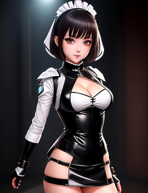 anime meisje met zwarte outfit