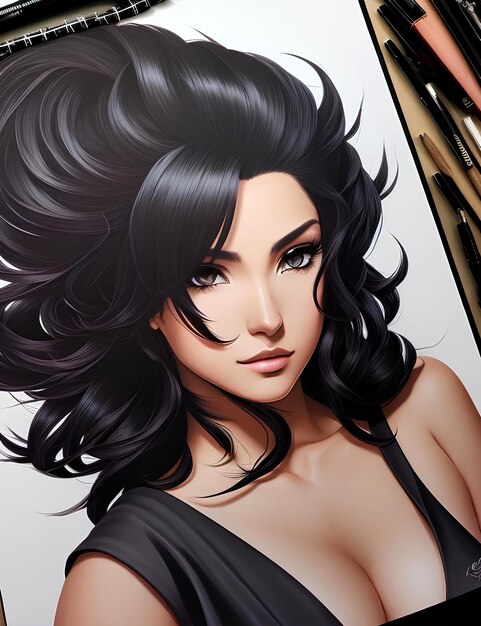 Anime model girl with hair style