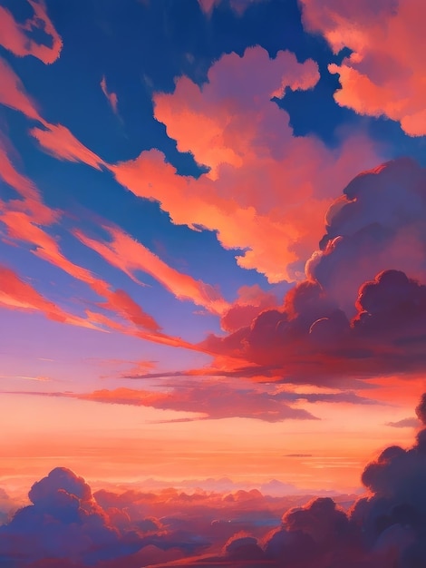 Anime orange clouds wallpaper