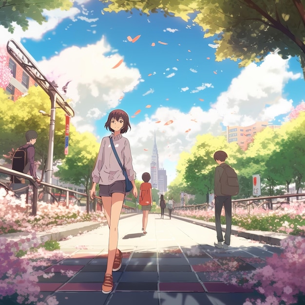AI Art: anime couple walking by @Emma | PixAI