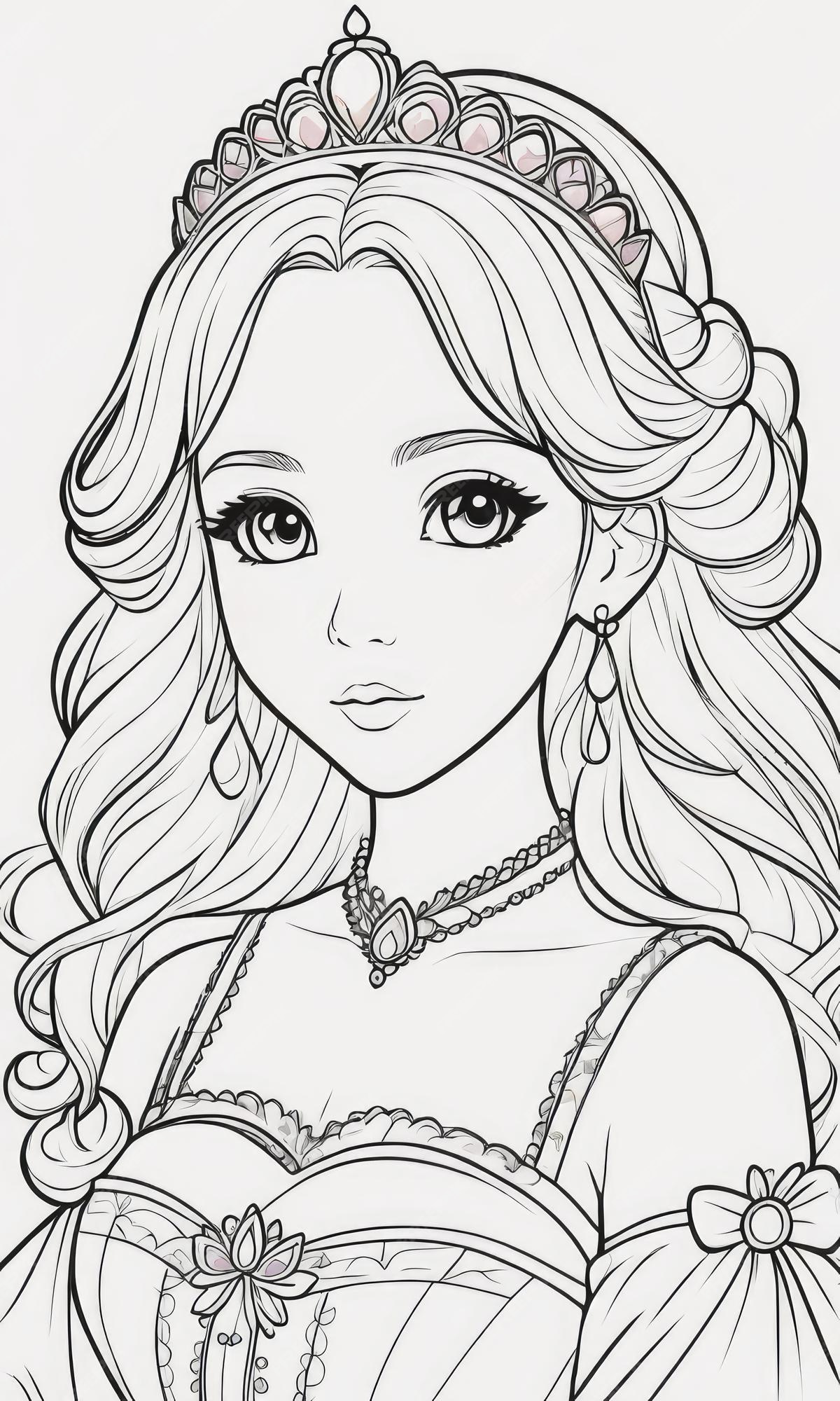 Premium Photo Anime Princess coloring page