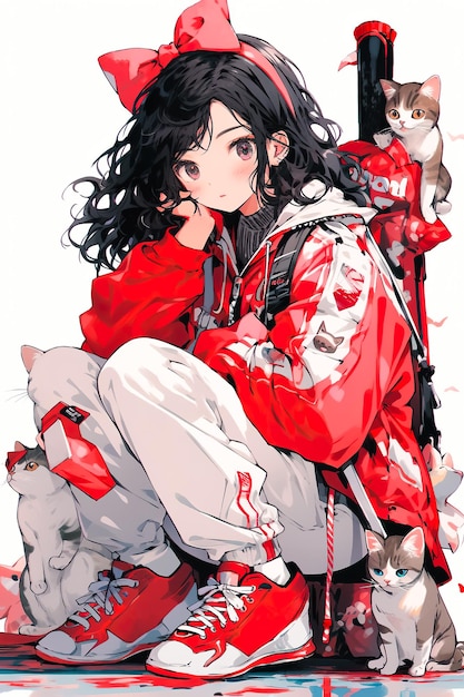 Premium AI Image | Anime princess warrior with fairypunk weapons Red