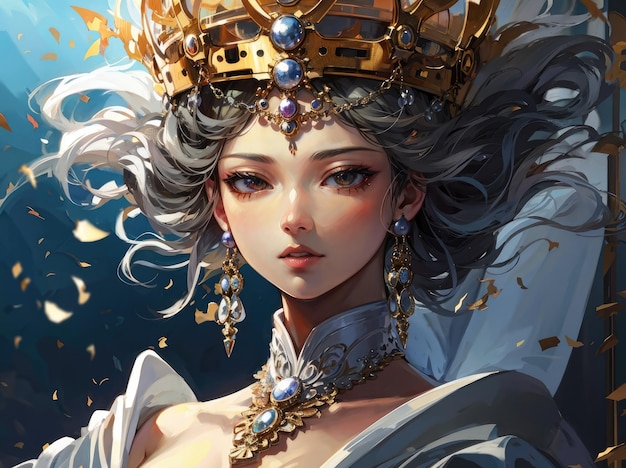 왕관을 쓴 애니메이션 여왕