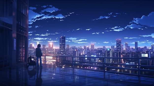 anime background scenery city