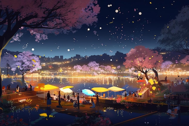 Wallpaper ID 132345  anime anime girls stars sky lantern outdoors  free download