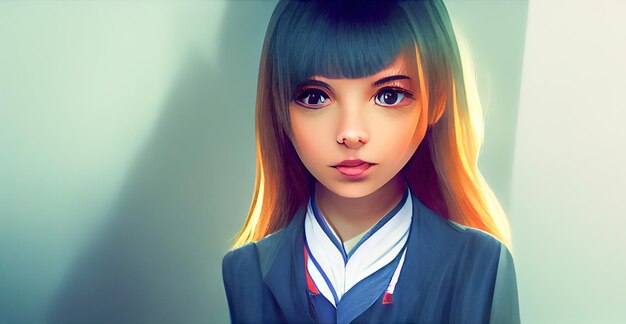 Anime schoolgirlManga style