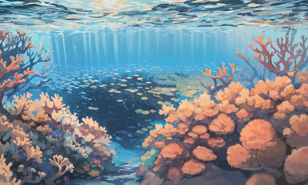Anime sea ocean coral water seabed underwater generative ai generative ai