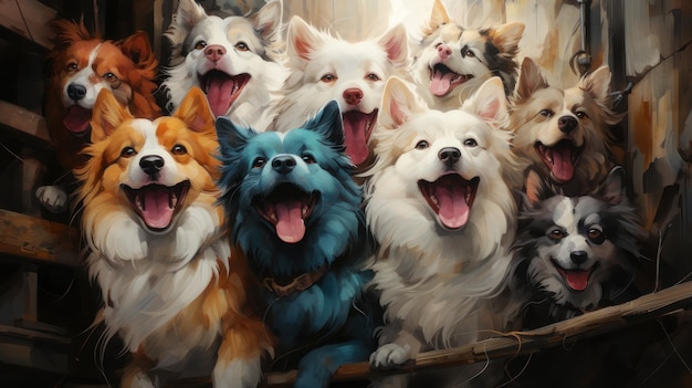 Anime set of dogs