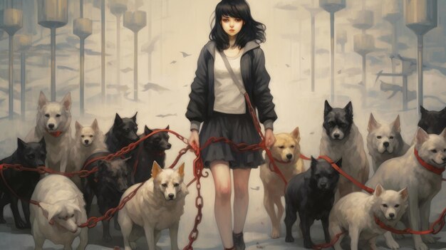 Anime set of dogs