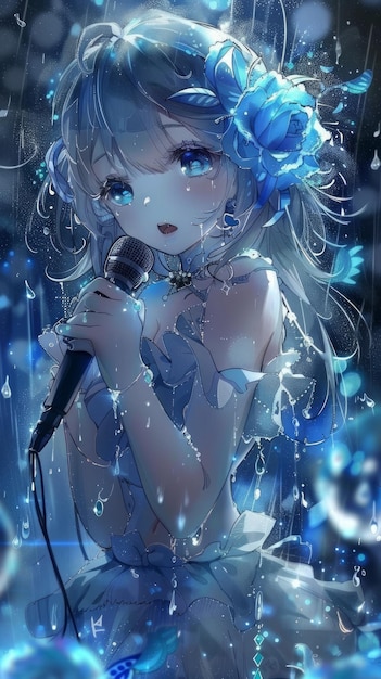 Anime singer in fairy clothes