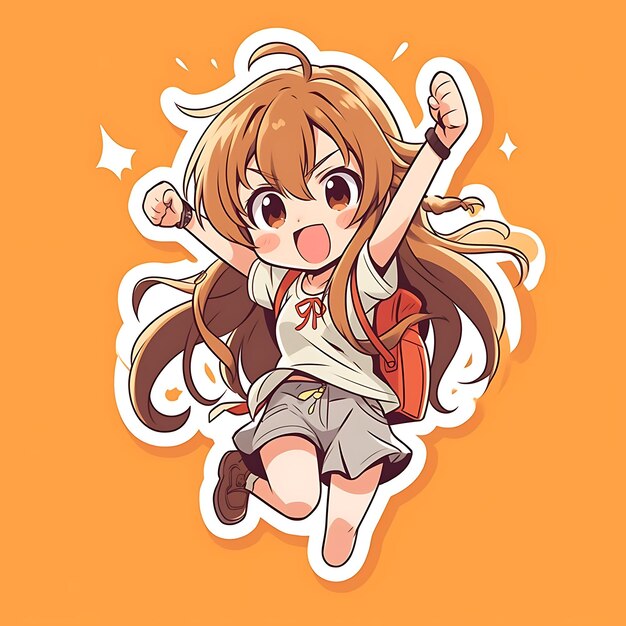 Photo anime sticker cute kawaii characters with bold line creative with difference expressions and pose