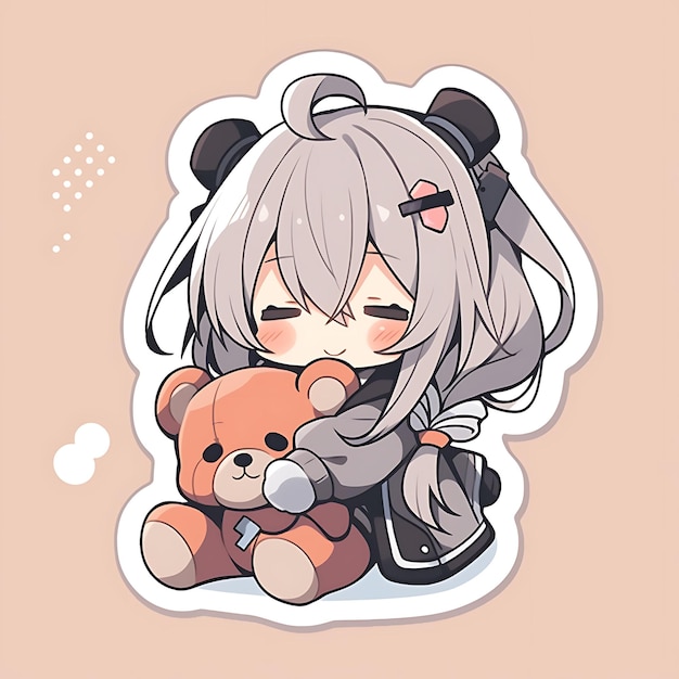 Premium AI Image  Anime Sticker Cute Kawaii Characters with Bold Line  Creative with Difference Expressions and Pose