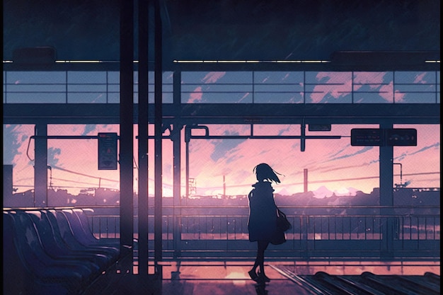 Anime style airport