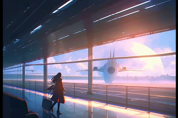 Anime style airport