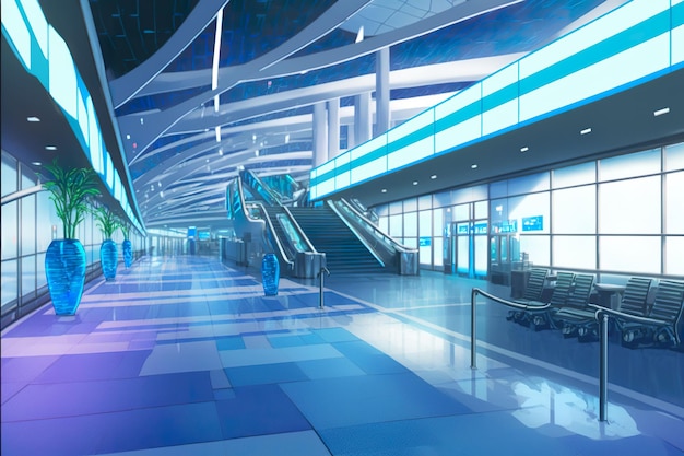 Anime style airport