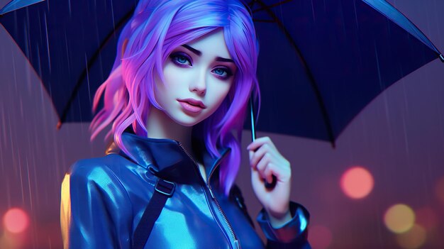 anime style art game character cyberpunk anime girl