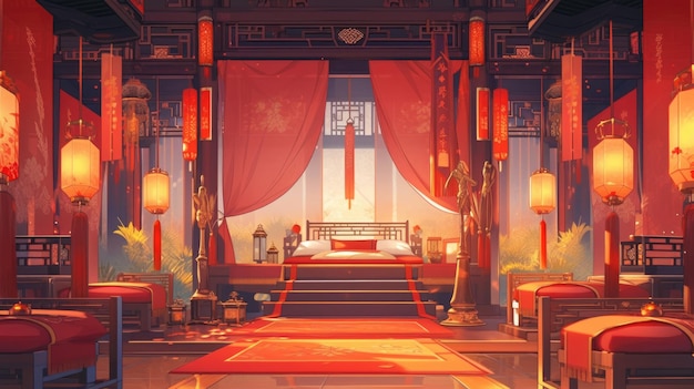 anime style background chinese asia japan china architecture ai