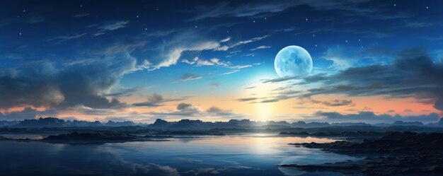 写真 アニメスタイル 美しい夕暮れの空 ジェネレーティブai