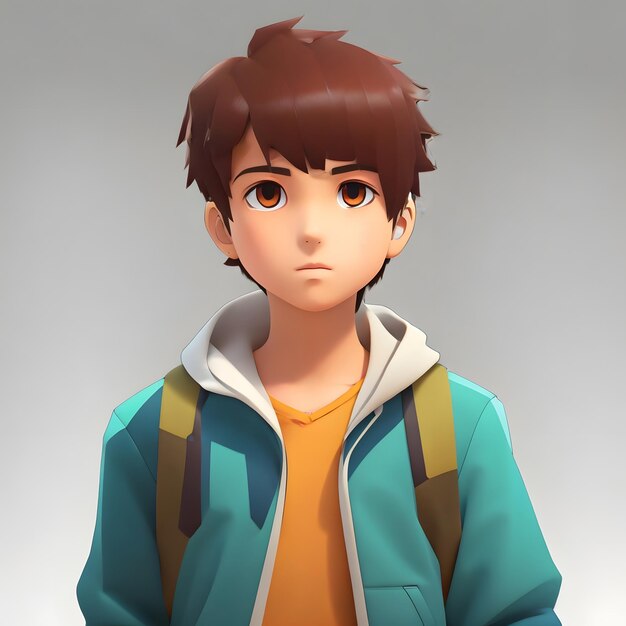 Foto artwork di personaggi di cartoni animati in stile anime di un ragazzino ai generative