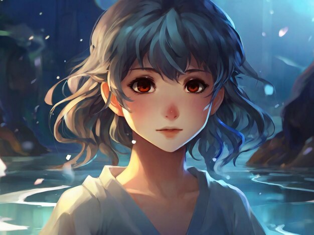Anime style character with water