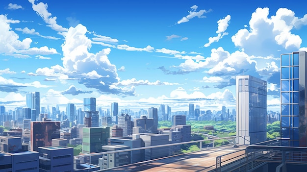 Anime style cityscape neural network ai generated