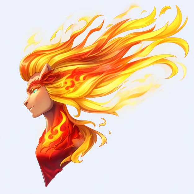 Photo anime style illustration of a woman with long hair and a red and yellow dress generative ai