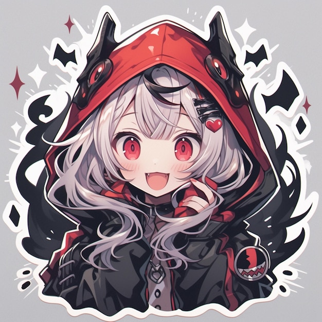 Anime style image of a girl with a hoodie and a devils horns generative ai