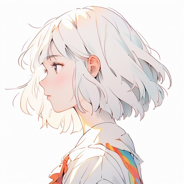anime style image of a woman with white hair and a tie generative ai
