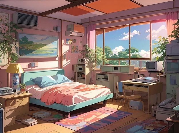 写真 アニメスタイルの日本の家と部屋 1980年代でした