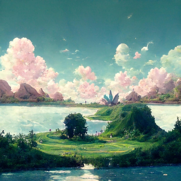 Photo anime style landscape art