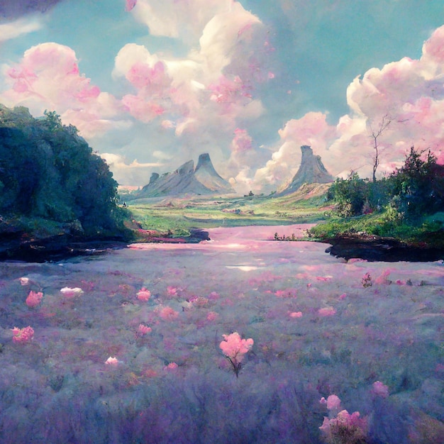 Photo anime style landscape art