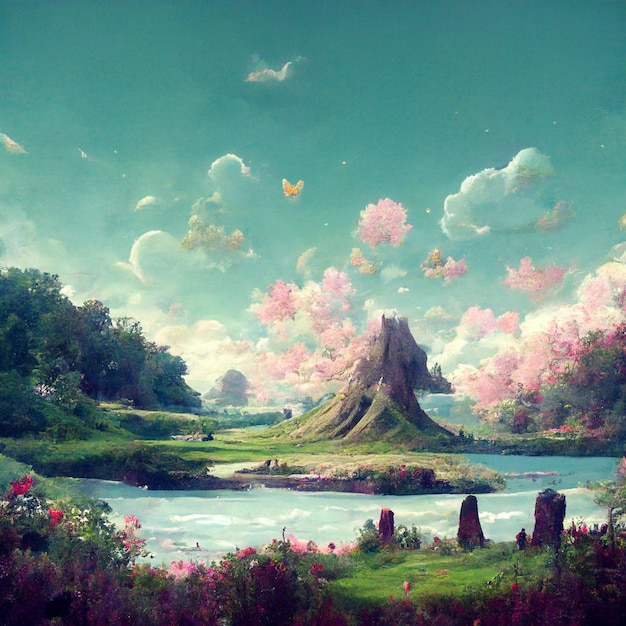 Photo anime style landscape art