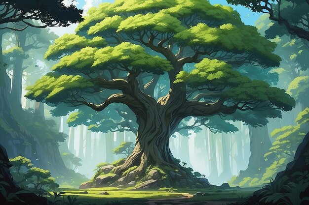 Photo anime tree illustration