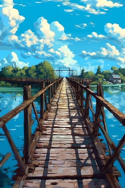 Anime wallpaper of a bridge