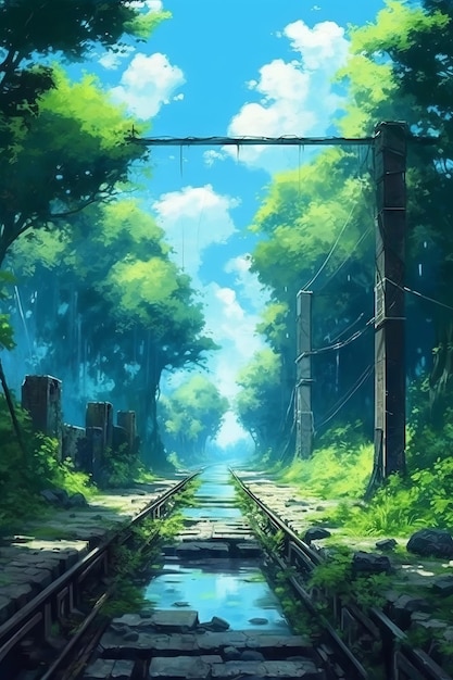 Anime wallpaper of a bridge