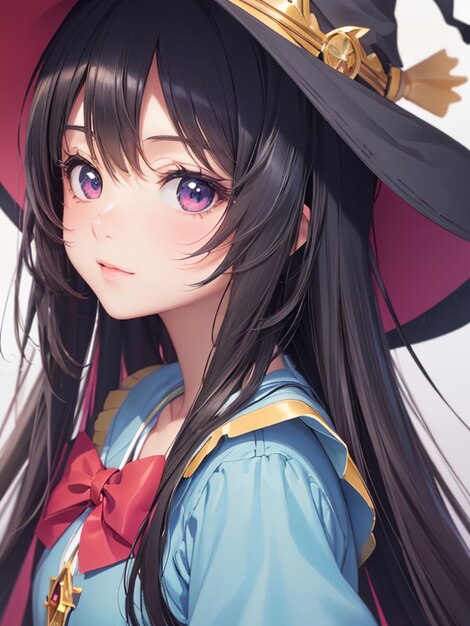 Anime witch girl for mobile wallpaper