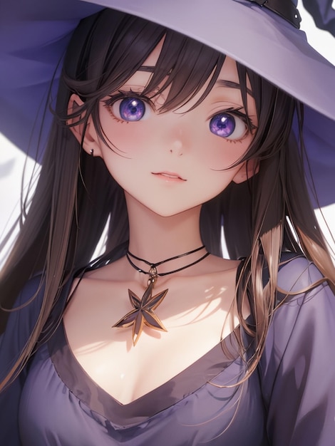 Anime witch girl for mobile wallpaper