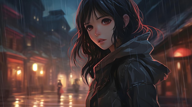 Premium AI Image  An anime style image of a cyberpunk girl wielding a  katana