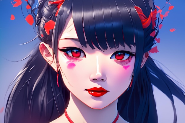 Anime woman Girl with wide open eyes Manga Anime girl cartoon Beautiful anime female face illustration Graphic design for avatar Cute woman drawing Close up face of dreamer young woman drawing