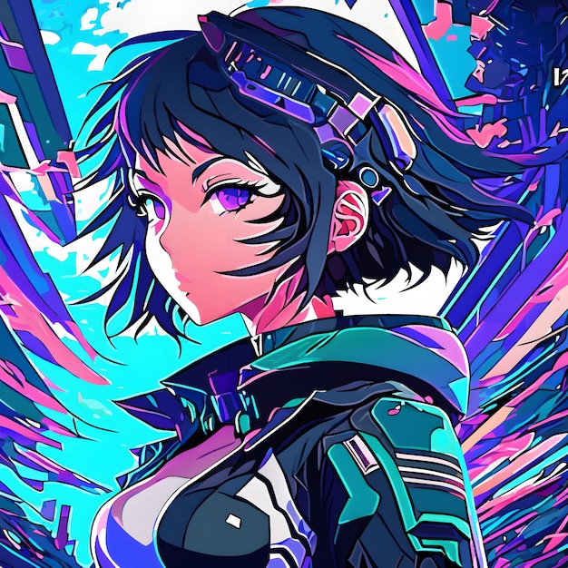 Cyberpunk Anime Girl Poster Cute and Neon Perfect for Anime 