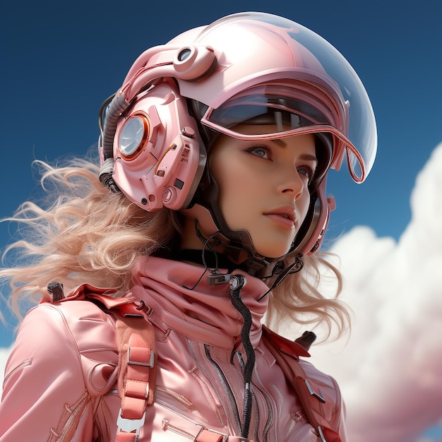 Animeinspired Woman In Pink Helmet