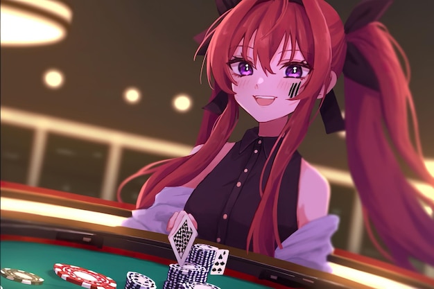 Animemeisje in casino