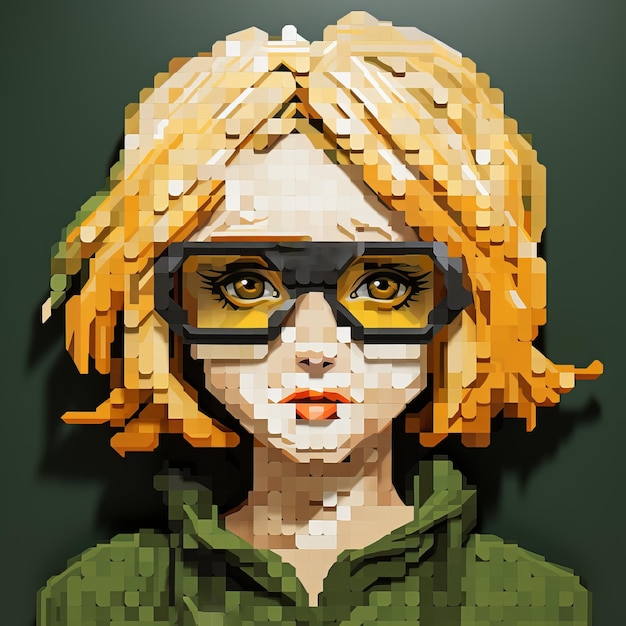 Animestyle 8Bit Blond Female Character with Glasses A Fusion of Banksy and Caravaggio