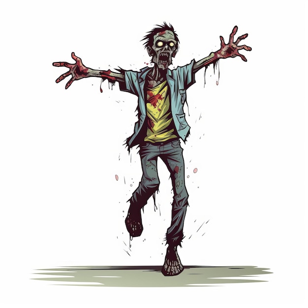 Animestyle Zombie Doodle Met Realistisch Licht En Kleur