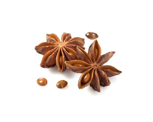 Photo anise star on white background